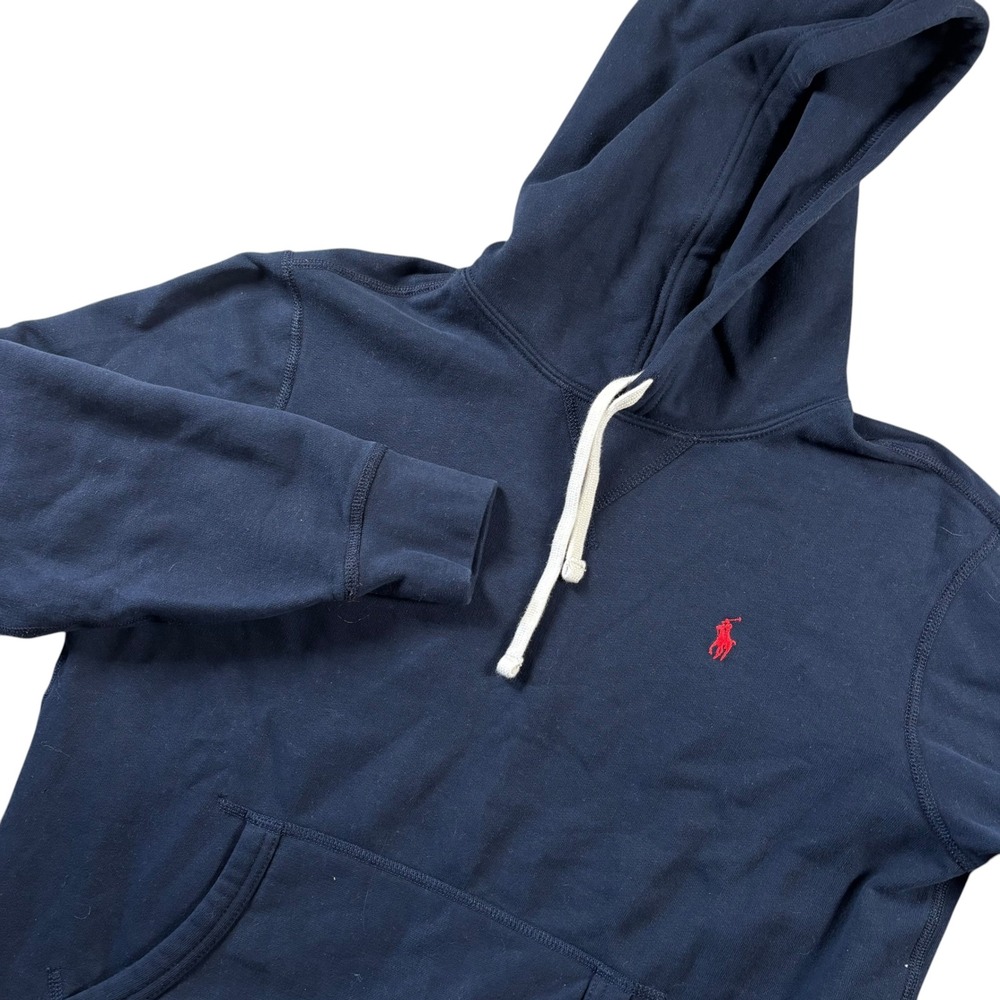 Polo Ralph Lauren Hoodie Mens S Navy Blue Red Pony Fleece Pullover Sweatshirt